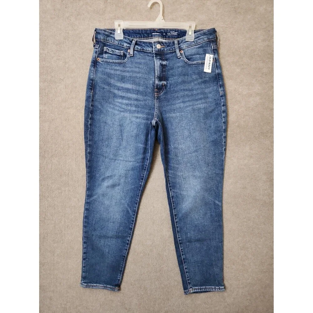 Old Navy OG Straight Ankle Jeans Womens 14 Blue High Rise Stretch NEW_3